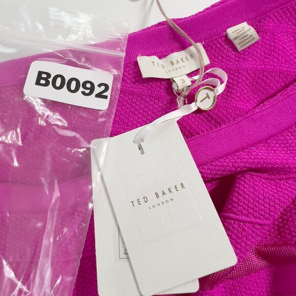 Ted Baker 8 NEW Streena Knit Skater Dress One Shoulder Hot Pink Barbie - Picture 11 of 12